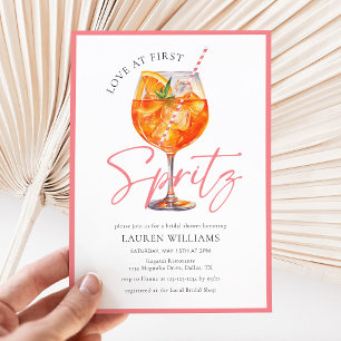 Elegant Pink Love At First Spritz Bridal Shower Invitation