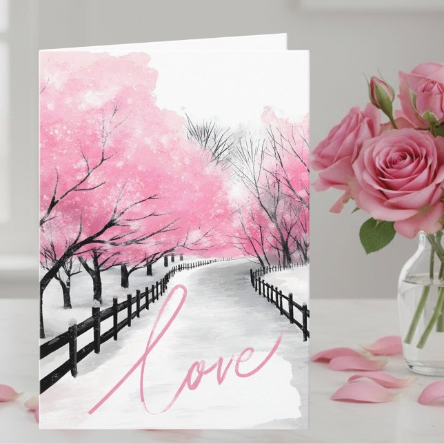 Elegant Pink Love Script Happy Anniversary Card (Creator Uploaded)