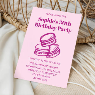 Elegant Pink Macaron 30th Birthday Party  Invitation