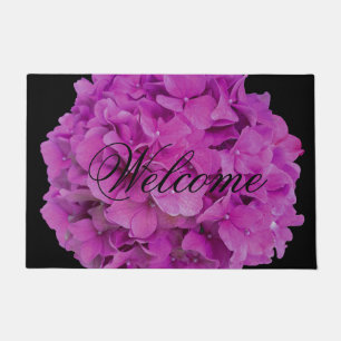 Elegant pink magenta floral hydrangeas roses  doormat
