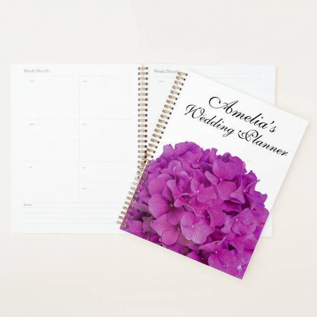 Elegant pink magenta floral hydrangeas roses  planner (Display)