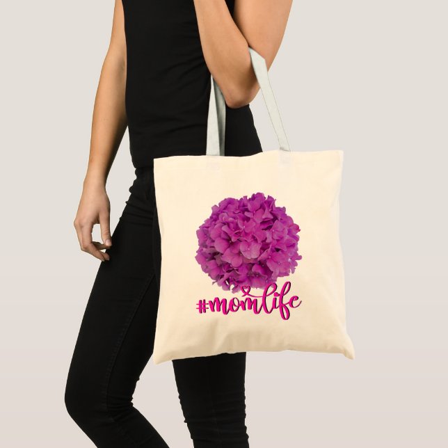 Elegant pink magenta floral hydrangeas roses  tote bag (Front (Product))