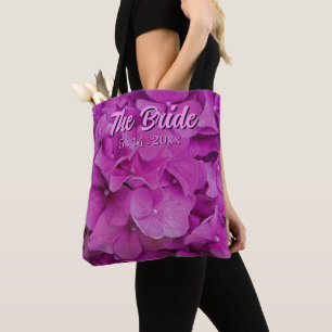 Elegant pink magenta floral hydrangeas roses tote bag