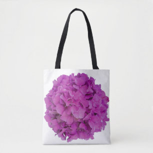 Elegant pink magenta floral hydrangeas roses tote bag