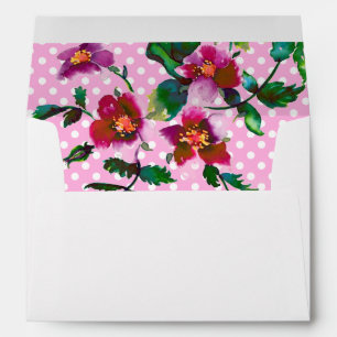 Elegant pink magenta watercolor florals envelopes