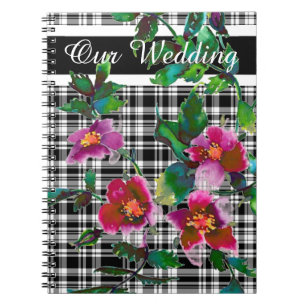 Elegant pink magenta watercolor florals notebook