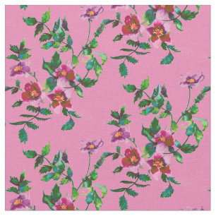 Elegant pink magenta watercolor roses fabric