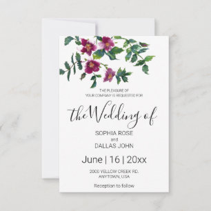 Elegant pink magenta watercolor roses invitation