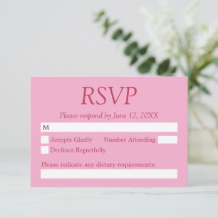 Elegant Pink Magenta Wedding RSVP Card