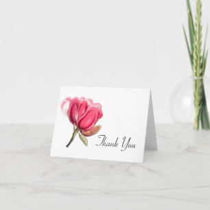 Elegant Pink Magnolia Wedding Thank You Card