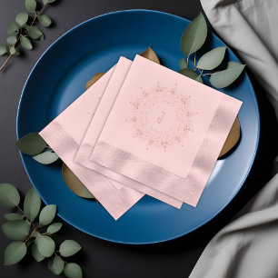 Elegant Pink Mandala Monogram Foil Napkins