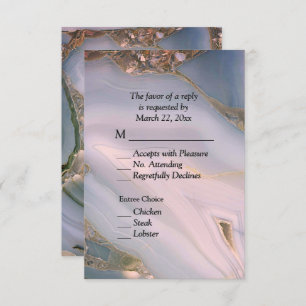 Elegant Pink Marble Agate RSVP with Menu Choices