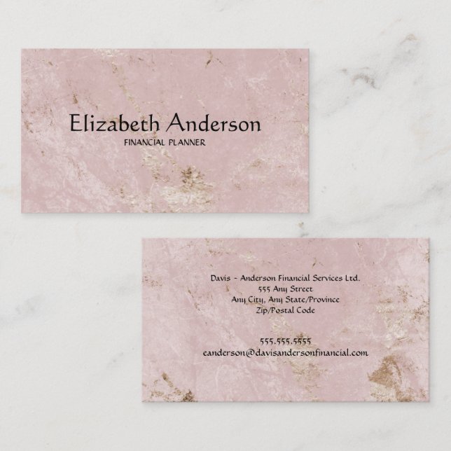 Elegant Pink Marble Consultant Business Card (Front/Back)