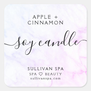 Elegant Pink Marble Soy Candle Label