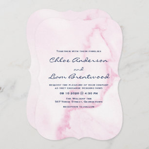 Elegant Pink Marble Wedding Invitation