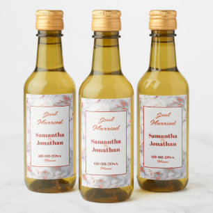 Elegant Pink Marble Wedding Wine Label
