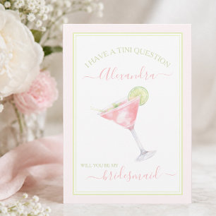 Elegant Pink Martini Bridesmaid Card