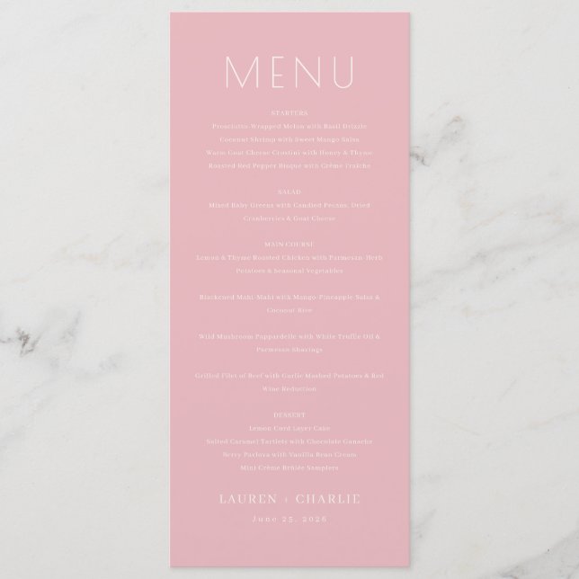 Elegant Pink Menu Template (Front)