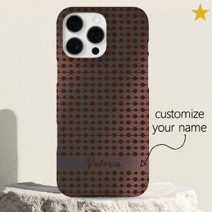 Elegant Pink Metal Dots Line Pattern Custom Name iPhone 16 Pro Max Case