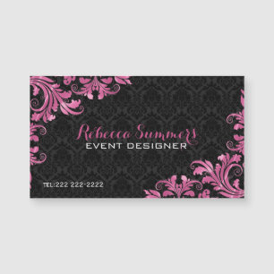 Elegant Pink Metall Lace Black Damasks
