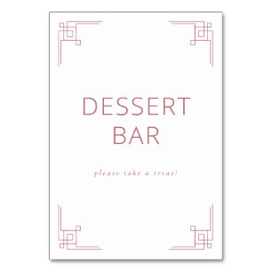 Elegant Pink Minimalist Dessert Bar Sign Table Number