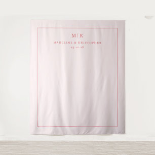 Elegant Pink Minimalist Initials Tapestry