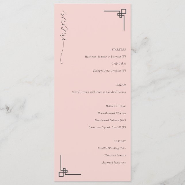Elegant Pink Minimalist Menu (Front)
