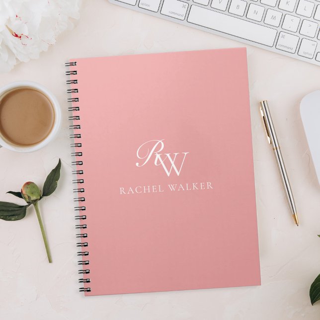 Elegant Pink Minimalist Monogram Notebook (Creator Uploaded)
