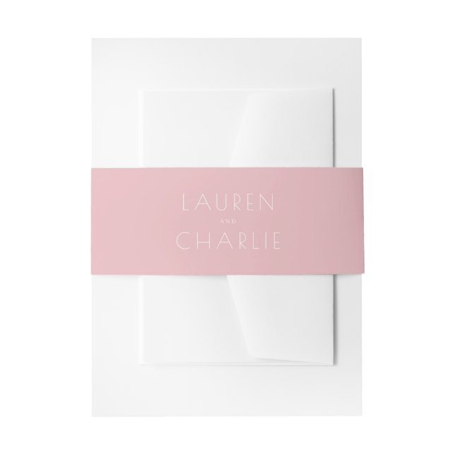 Elegant Pink Minimalist Names Invitation Belly Band (Front Example)