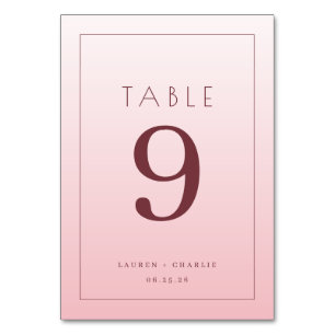 Elegant Pink Minimalist Number Table Number