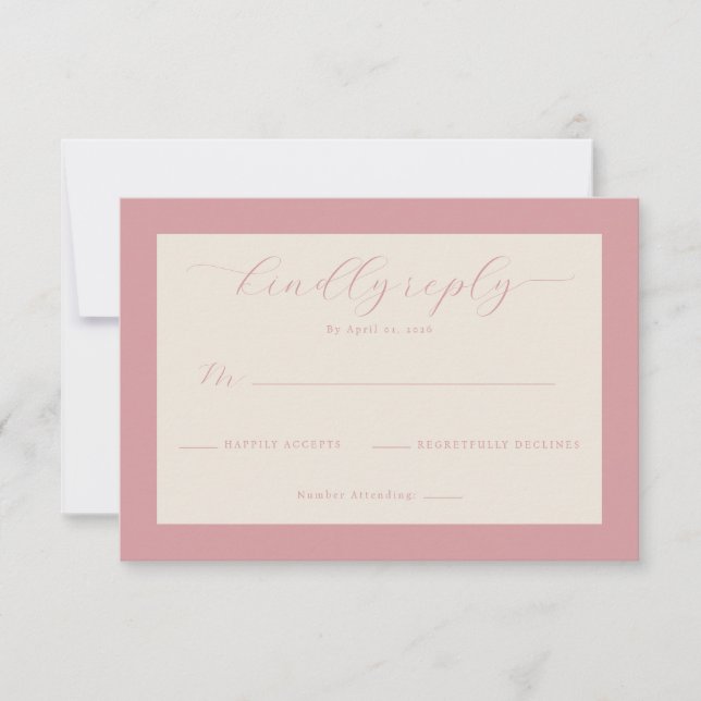 Elegant Pink Minimalist RSVP Card (Front)