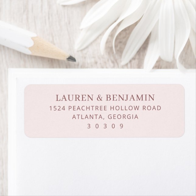 Elegant Pink Minimalist Typographic Return Address Label (Insitu)