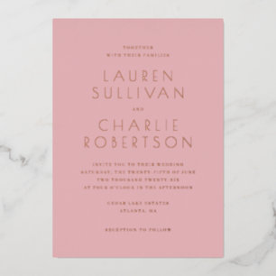 Elegant Pink Minimalist Wedding Invitation