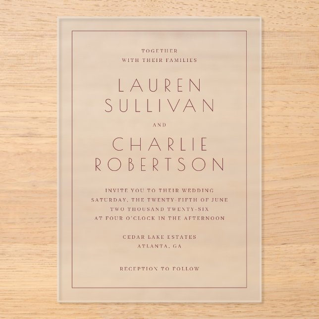 Elegant Pink Minimalist Wedding Invitation (Front)