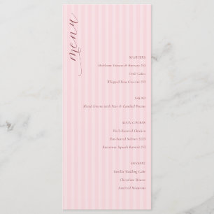 Elegant Pink Minimalist Wedding Menu