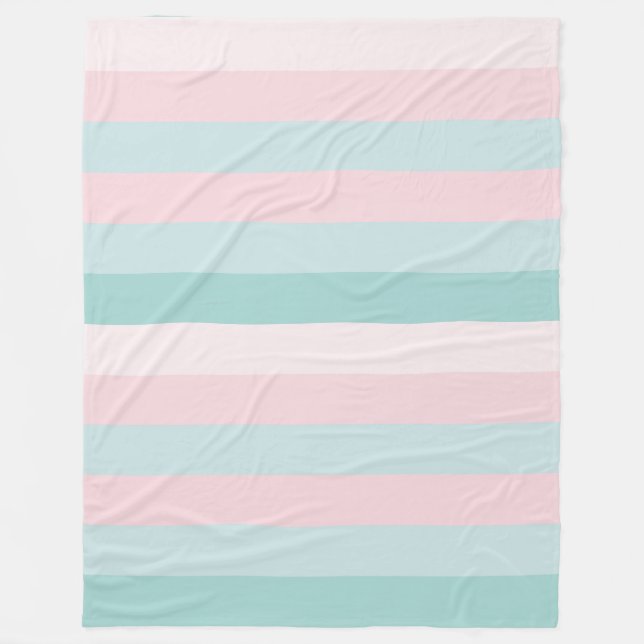 Elegant Pink Mint Green Striped Modern Template Fleece Blanket (Front)