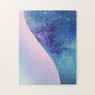 Elegant Pink Modern gradient galaxy glitter star Jigsaw Puzzle