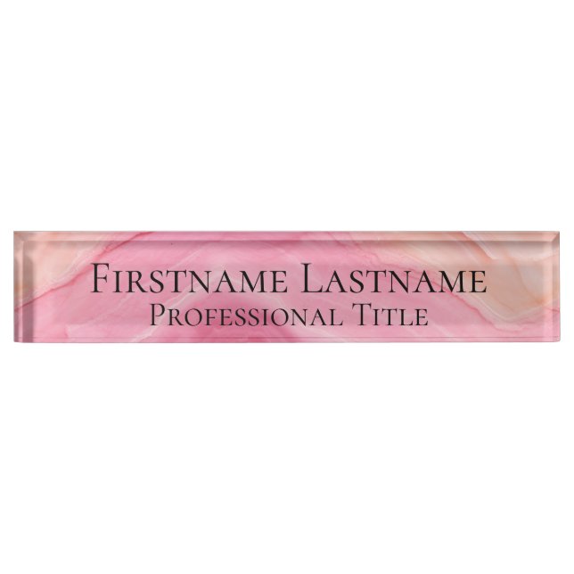 Elegant Pink Modern Marble Acrylic Nameplate (Front)