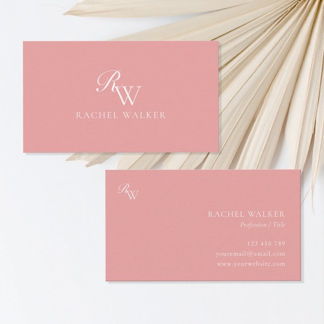 Elegant Pink Modern Monogram Business Card (Creator Uploaded)