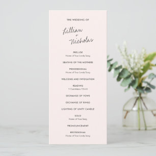 Elegant Pink Modern Wedding Program