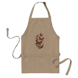 Elegant Pink Monarch Butterflies Boho Art Standard Apron