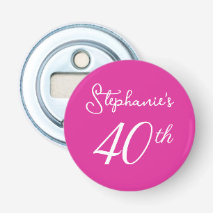 Elegant Pink Monogram 40th Birthday Party Bottle Opener