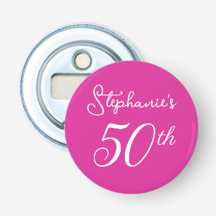 Elegant Pink Monogram 50th Birthday Party Bottle Opener