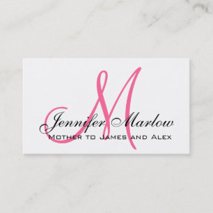 Elegant Pink Monogram Custom Mummy Calling Card