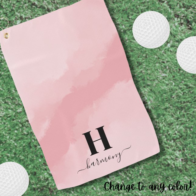 Elegant Pink Monogram Golf Towel (Elegant Pink Monogram Golf Towel)