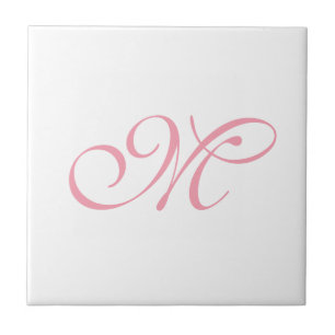 Elegant Pink Monogram Initial Ceramic Tile