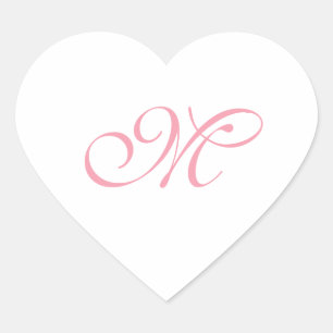 Elegant Pink Monogram Initial Heart Sticker