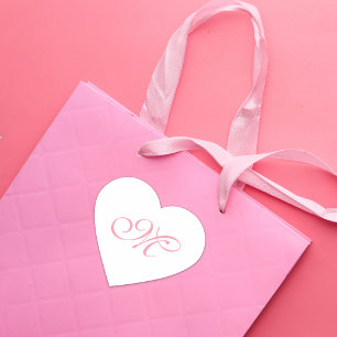 Elegant Pink Monogram Initial Heart Sticker