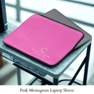 Elegant Pink Monogram Laptop Sleeve