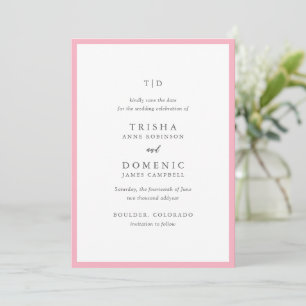Elegant Pink Monogram Modern Wedding Save The Date